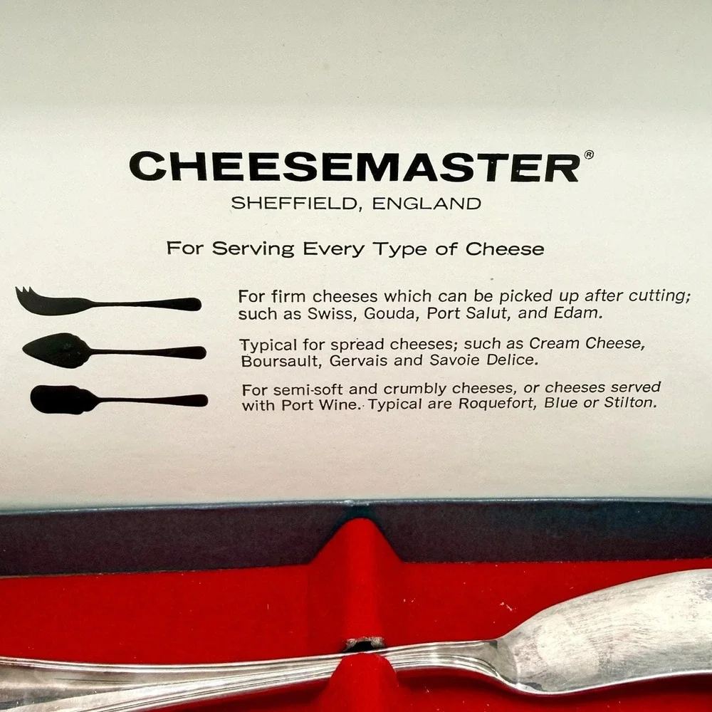 Vintage Sheffield England Cheese Serving Set Silver Plate MCM Barware EPNS